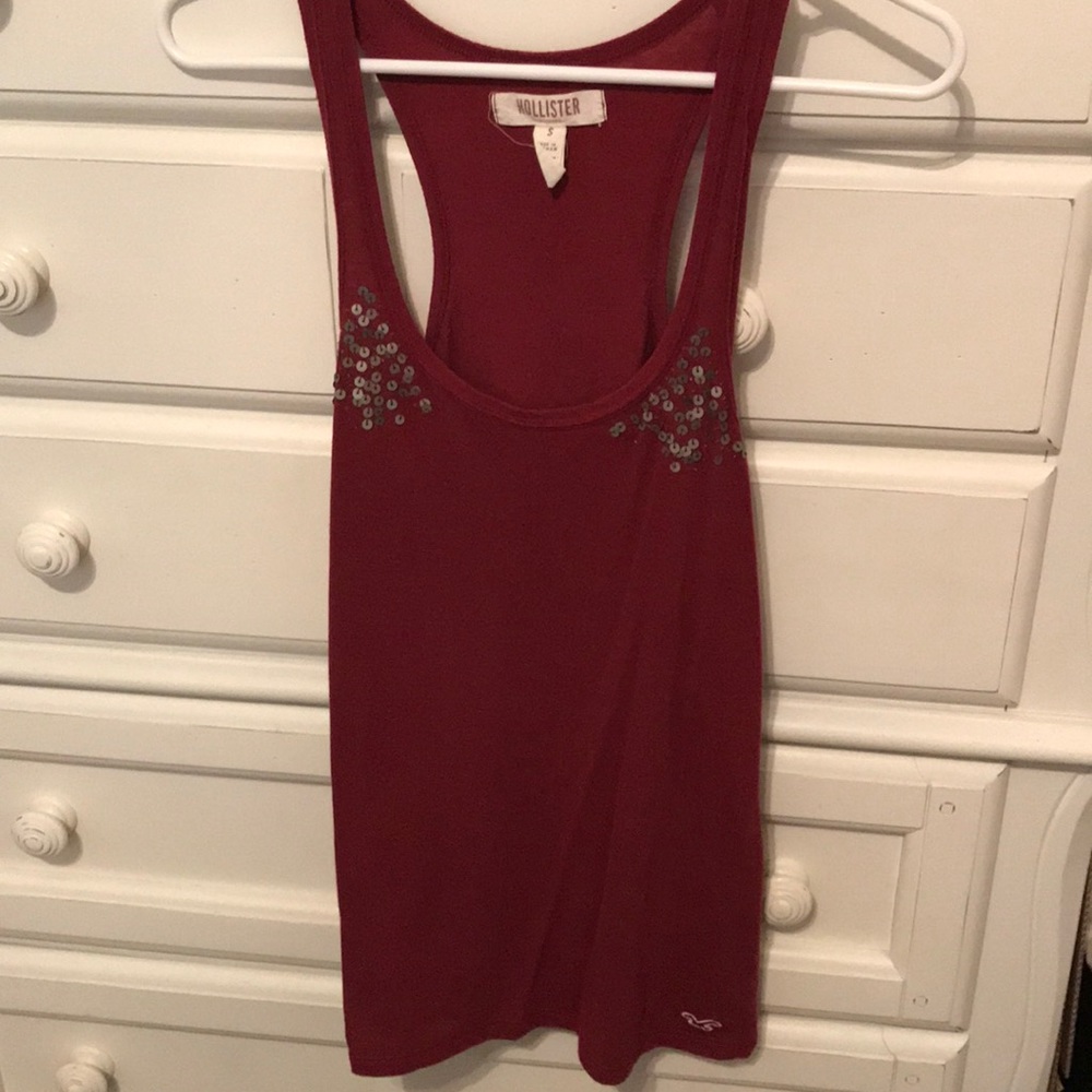 Red Hollister tank top with bronze detail